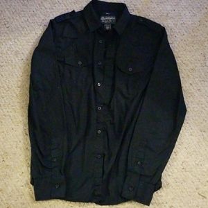 Navy button up shirt
